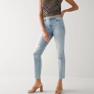 Sculpt straight crop distressed jeans WHBM